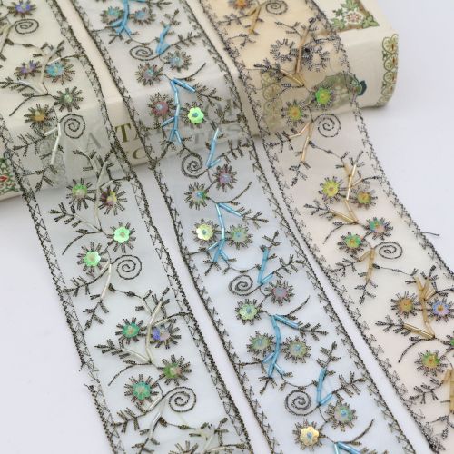 factory direct spot 5cm classic handmade beaded lace ethnic style sequin embroidered ribbon clothing accessories