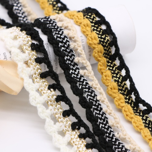 Spot Goods 2cm Korean Classic Style Ribbon Edge Wool Handmade Knitted Belt Lace DIY Material Clothing Accessories