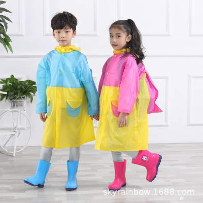 Handsome Jazz PVC Children Raincoat Boys Girl Child Baby Breathable with Schoolbag Seat Student Poncho Cartoon