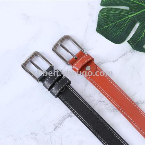 women‘s retro leather belt women‘s new double line pin buckle casual women‘s belt