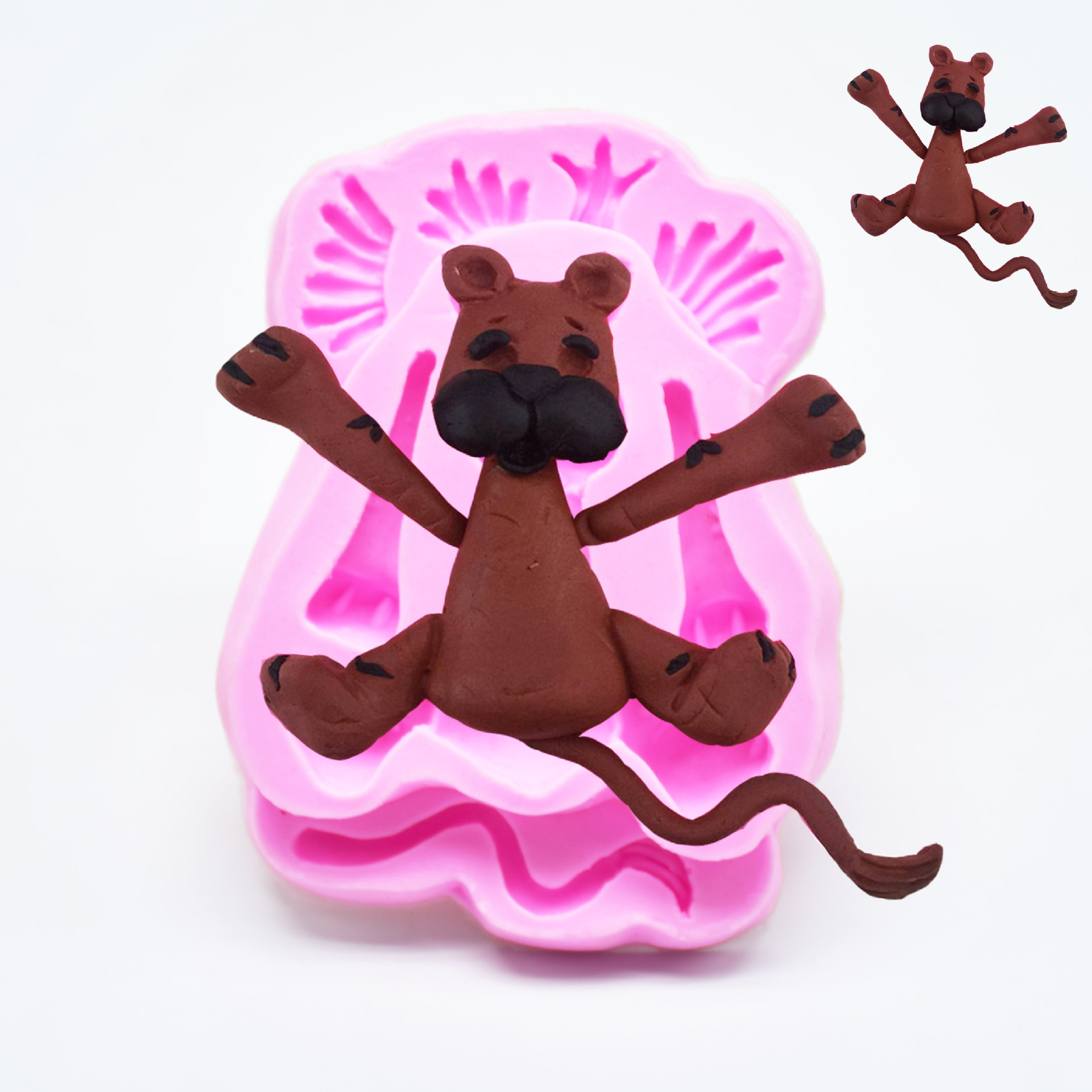 卡通动物 狮子硅胶模具 翻糖巧克力蛋糕装饰模具