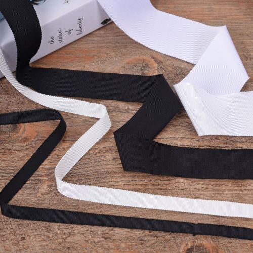 black and White Rayon Hat Belt 0.3/0.6/1/1.2/1.5/2/2.5/3/3.8/5cm Cotton Ribbon Factory Direct