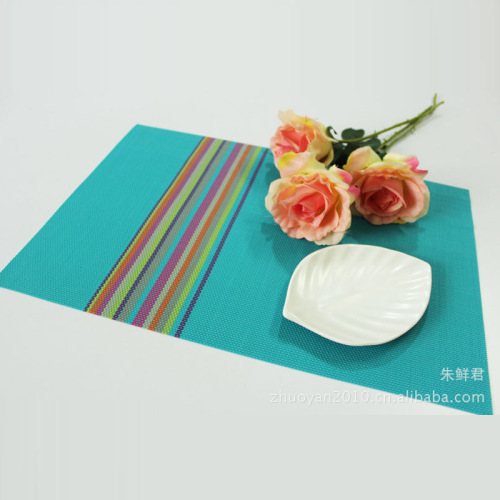 Factory Direct Sales rainbow Strip Placemat European PVC Western Food Insulation Pad 