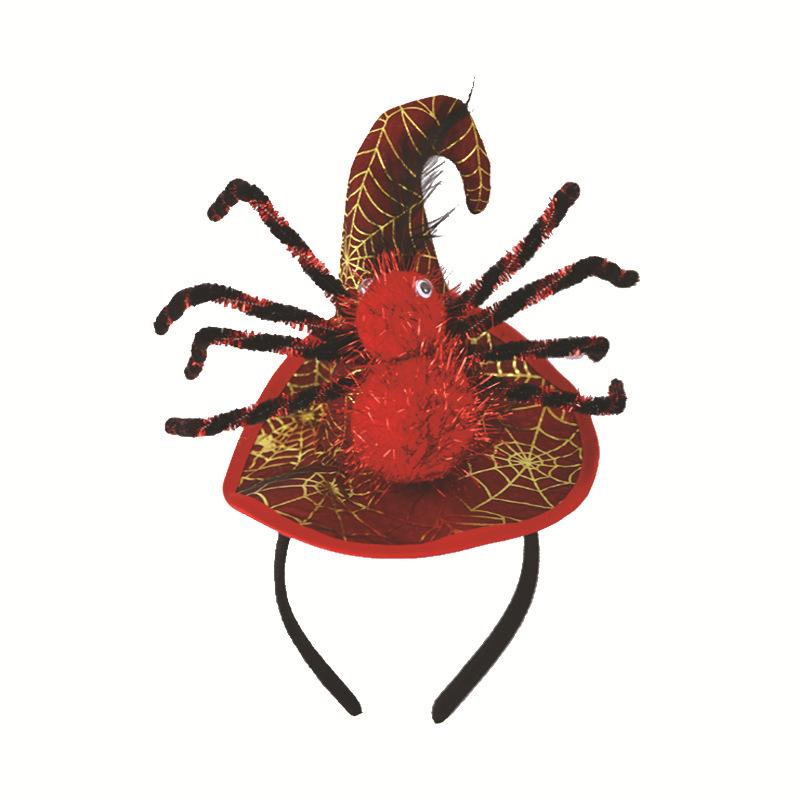 万圣节蜘蛛头箍 节日party南瓜装饰鬼节巫婆勾帽爆款万圣节头饰