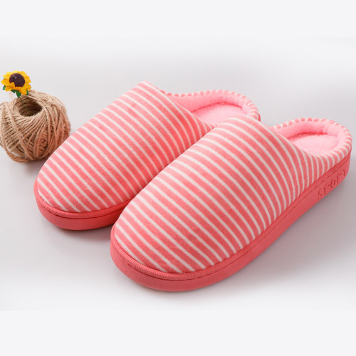 Foreign Trade Striped Cotton Slippers Home Woolen Slippers Non-Slip Wear-Resistant Comfortable Breathable Warm Slippers Autumn and Winter 