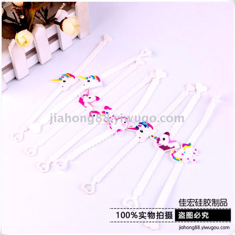2019 Hot PVC Sports Bracelet Soft Rubber Bracelet Cartoon Epoxy Wrist Strap Silicone Unicorn Dinosau