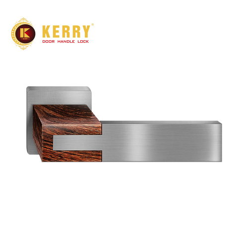Kerry Square Split Lock Nickel Brushed Wood Grain Indoor Wooden Door Lock