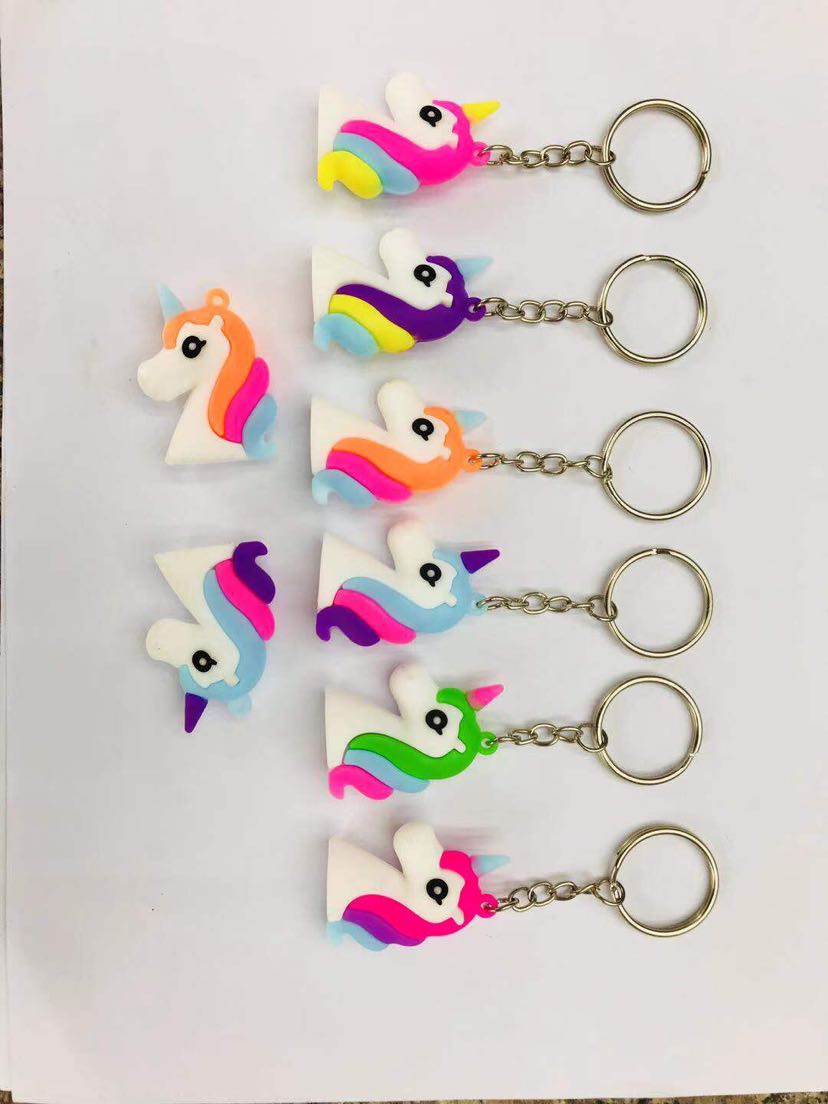 Three-dimensional PVC unicorn key chain Bag backpack Pendant...