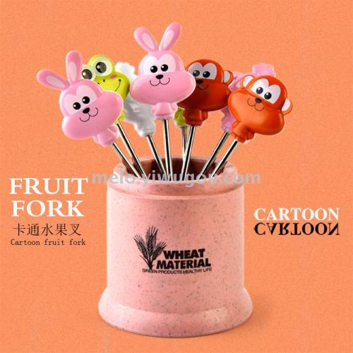 Mini Fruit Fork Set， Stainless Steel Cartoon Animal Sign （8 Pack）