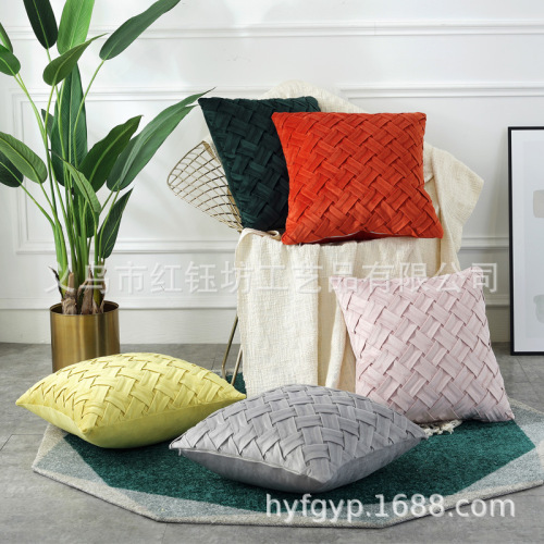 solid color dutch velvet sofa pillowcase simple cushion bedroom bed backrest living room pillows square pillow square