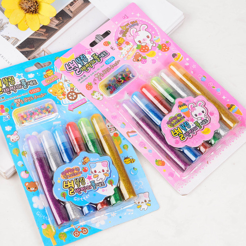 Zjdzjd Korean 6 PCs 10G Golden Powder Gum Suction Card Color Box Painting Making Children‘s Toys