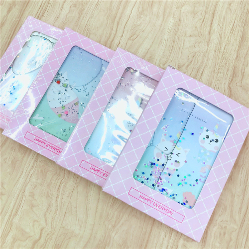 a6 oil-filled plastic case fashion quicksand girl‘s heart hand book girl‘s fresh notebook cartoon plastic sleeve hand book