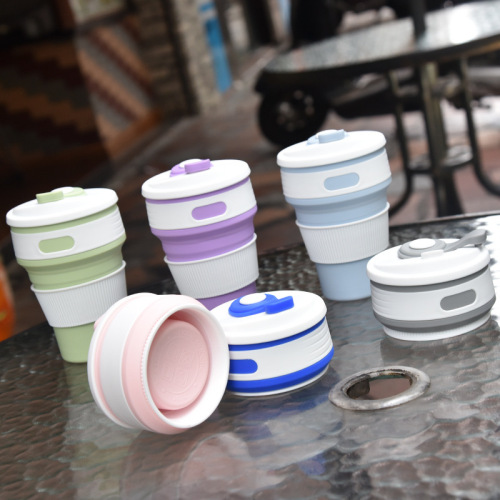 Silicone Folding Coffee Cup Silicone Retractable Coffee Cup Portable Travel Wash Folding Bottle Environmental Protection Adjustable Cup
