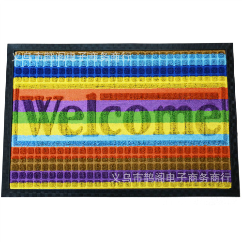 shida new hot-selling colorful loop velvet absorbent non-slip carpet rubber floor mat
