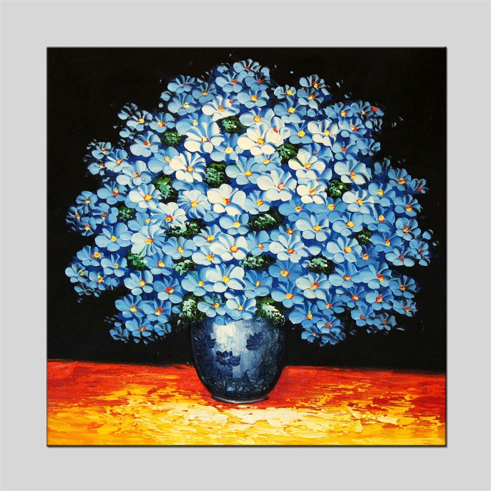 现代简约手绘风景画 满天星花卉装饰画 客厅卧室沙发走廊玄关油画