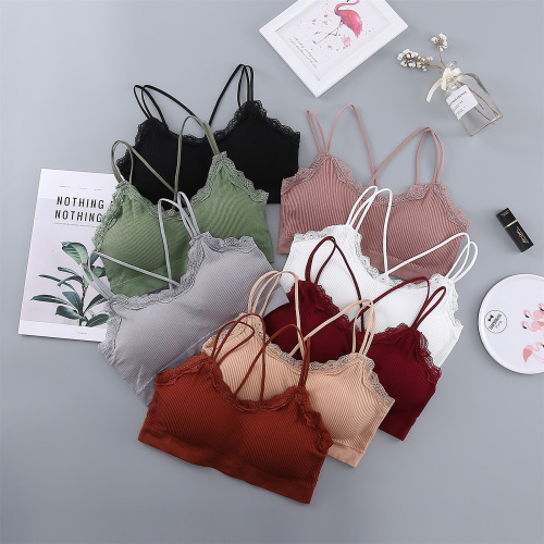 Japanese and Korean Seamless Lace Thread Beautiful Back Wrapped Chest Shoulder Strap Sexy Wireless Student Bra Girl‘s Underwear Manufacturer