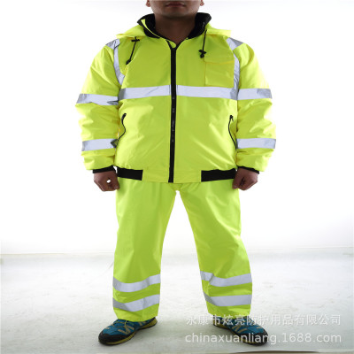 Dazzle traffic road highway safety coat with a cap wind and cold can be customized winter thickening