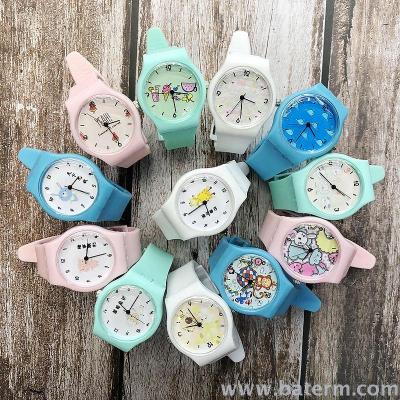New small fresh summer series of candy color men and women cartoon watch students examination watch children watch