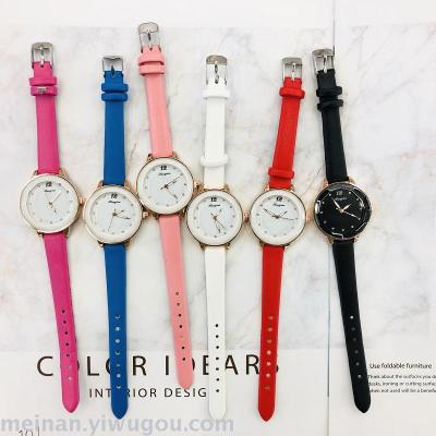 Korean version with small clear lady with small diamond crystal face watch strap