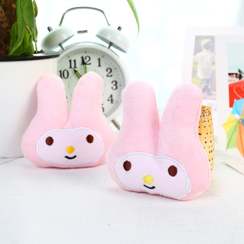yifan embroidery pink rabbit plush toy head pendant children‘s clothing accessories animal doll accessories wholesale