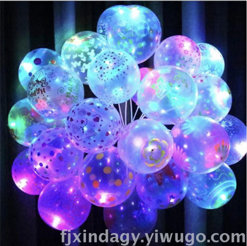 Led Transparent Luminous Balloon Square Stall colorful Fluorescent Balloon Push Wechat Gift Flash Balloon 