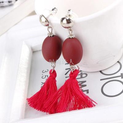 New hand braid line ball ear nail female temperament fashion trend joker contracted personality hair bulb hang