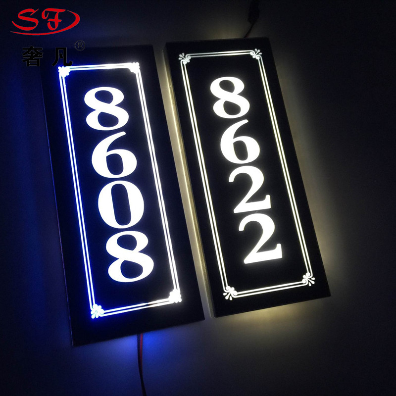 Upscale clubhouse KTV hotel hotel sign acrylic led luminous door plate with lights box number plate