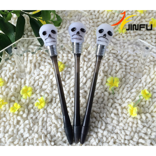 Skull Glowing LED Lamp Pen Advertising Promotion Light Pen Halloween Light Pen Plastic Ball-Pen