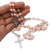 Pink pearl rosary cross necklace Catholic Christian wedding prayer beads