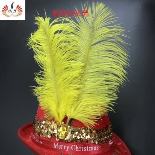 sequined elastic hat rhinestone ostrich feather headdress cos indian headband children‘s performance props