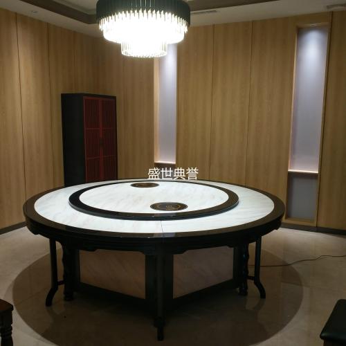 Yichun Banquet Center Box Solid Wood Electric Dining Table and Chair Star Hotel Restaurant Marble Electric Table 