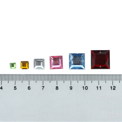 Benzene F6 * 6-30*30 Square Flat Double Hole Diamond Square Diamond Flat Bottom Loose Diamond Semi-Precious Stone Necklace Square
