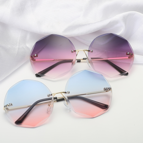 Youdeliang Metal Frameless Copy round Sun Glasses Women‘s UV Protection New 9006 Sunglasses