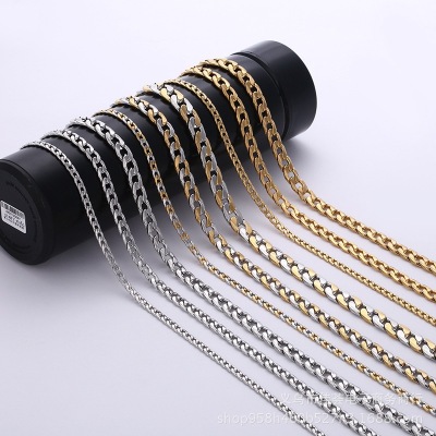 Factory Wholesale Fashion Trend NK Embossed Metal Necklace New Stainless Steel Necklace Custom Independent Packaging