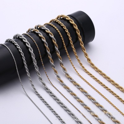 Foreign Trade Creative SFR Hemp Flowers Chain Custom Couple Ornament European and American Simple Geometric Stainless Steel Necklace Factory Wholesale