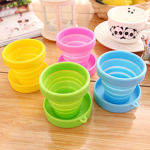 A1465 Candy Color Travel silicone Folding Cup Outdoor Sports Retractable Mouthwash Cup Silicone Cup