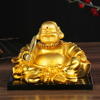 Car Supplies Car Maitreya Buddha Perfume Seating Decoration Car Accessories Oversized Gold-Plated Rocking Fan Buddha Wholesale