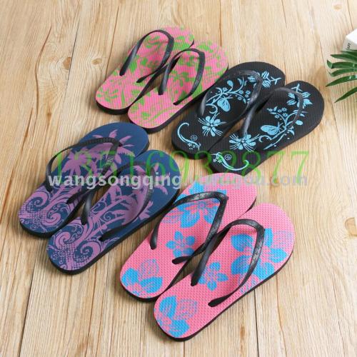 foreign trade pe black bottom pvc shoelace soft bottom beach flip flops in stock processing low price printing whole transaction women‘s slippers