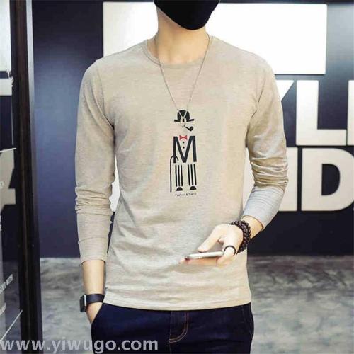 020 Autumn and Winter Miscellaneous Men‘s Long-Sleeved T-shirt Top Loose Daily Versatile Bottoming Shirt Stall Supply Wholesale Network 