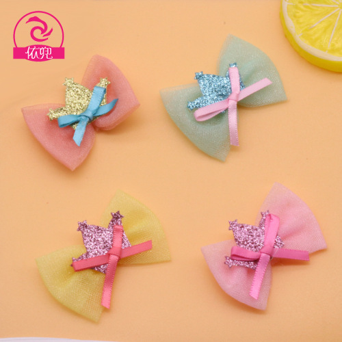Korean Fashion Children Hair Ornaments Accessories Crystal Princess Crown Barrettes Bow Headdress Accessories in Stock Wholesale