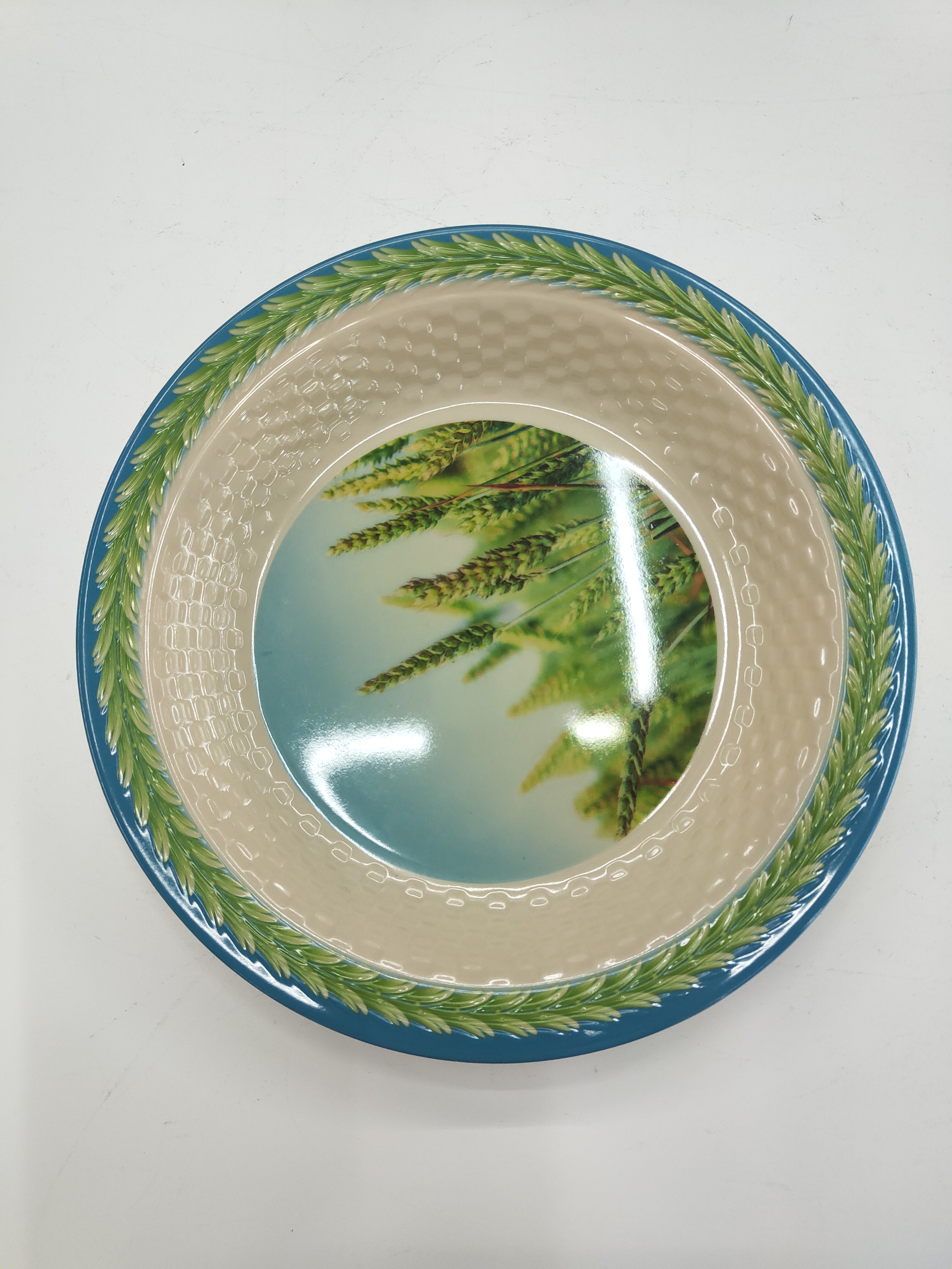 corn and rice ears pattern shape plate bowl matching gram