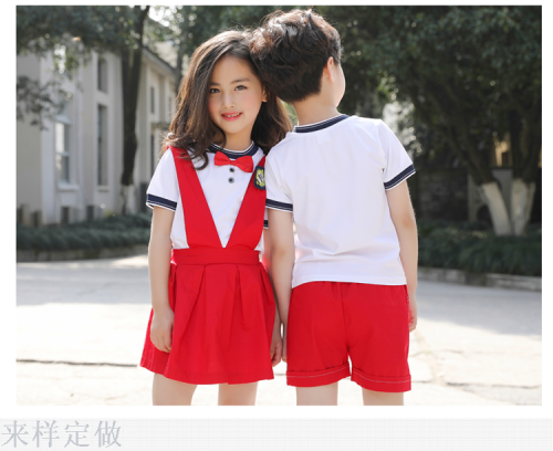 Summer Korean College Style Boys and Girls Short Sleeve Shirt Outfit Junior High School and Elementary School Students School Uniform Kindergarten Suit