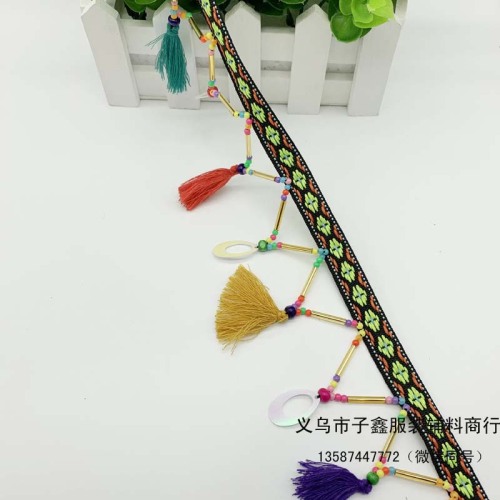 factory direct ethnic style handmade lace clothing accessories decorative belt diy lace color hanging ear ribbon customized