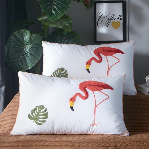 towel embroidery flamingo feather velvet pillow pillow pillow core cotton pillow personality customized internet celebrity bedding