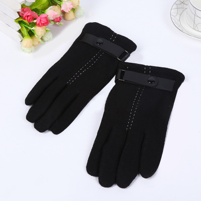 New Winter Style with Fleece Cycling Touch Screen Mobile Fashion Men's Threading Casual Warm Gloves Cotton Gloves Wholesale