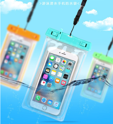 Wholesale luminous touch screen mobile phone PVC waterproof bag in swimming diving waterproof set water park protective bag