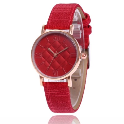 Cross-border hot style indentation grid dial casual ladies belt watch simple Rome scale quartz women's watch wholesale