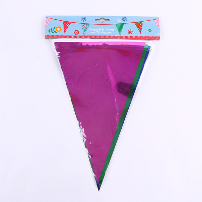 PET laser coloured flags birthday pennant party kindergarten shop window decorate string flag