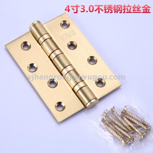 brass gold-plated hinge 4-inch 4*3*3.0 stainless steel flat ivory white stainless steel door loose leaf white black