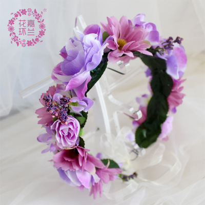 JL1290 crossborder hot seller bridal garland imitation rose flower headwear handmade hair accessories wedding dress